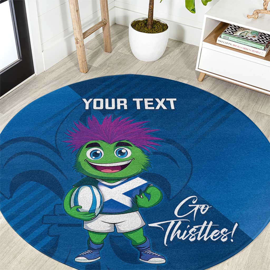 Custom Scotland Rugby 2025 Round Carpet Funny Thistle Mascot Go Scottish!