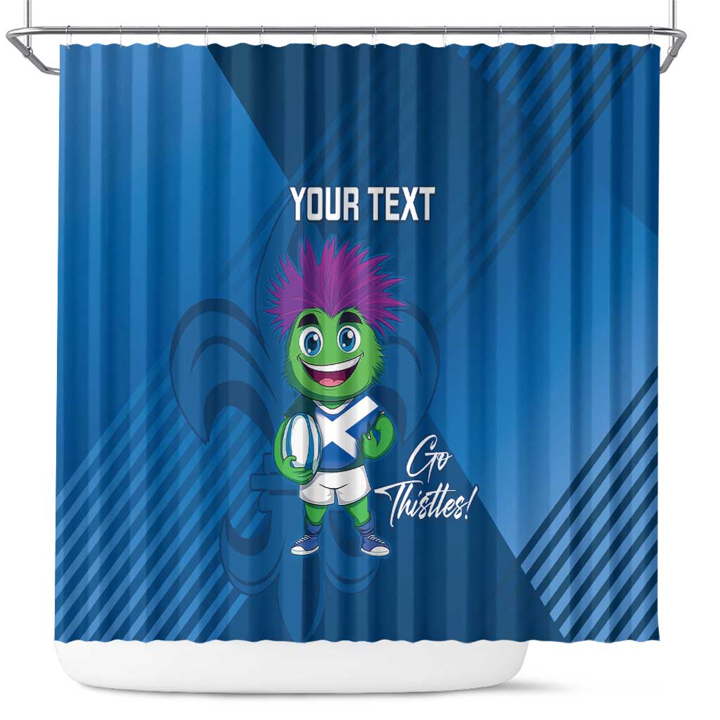 Custom Scotland Rugby 2025 Shower Curtain Funny Thistle Mascot Go Scottish!