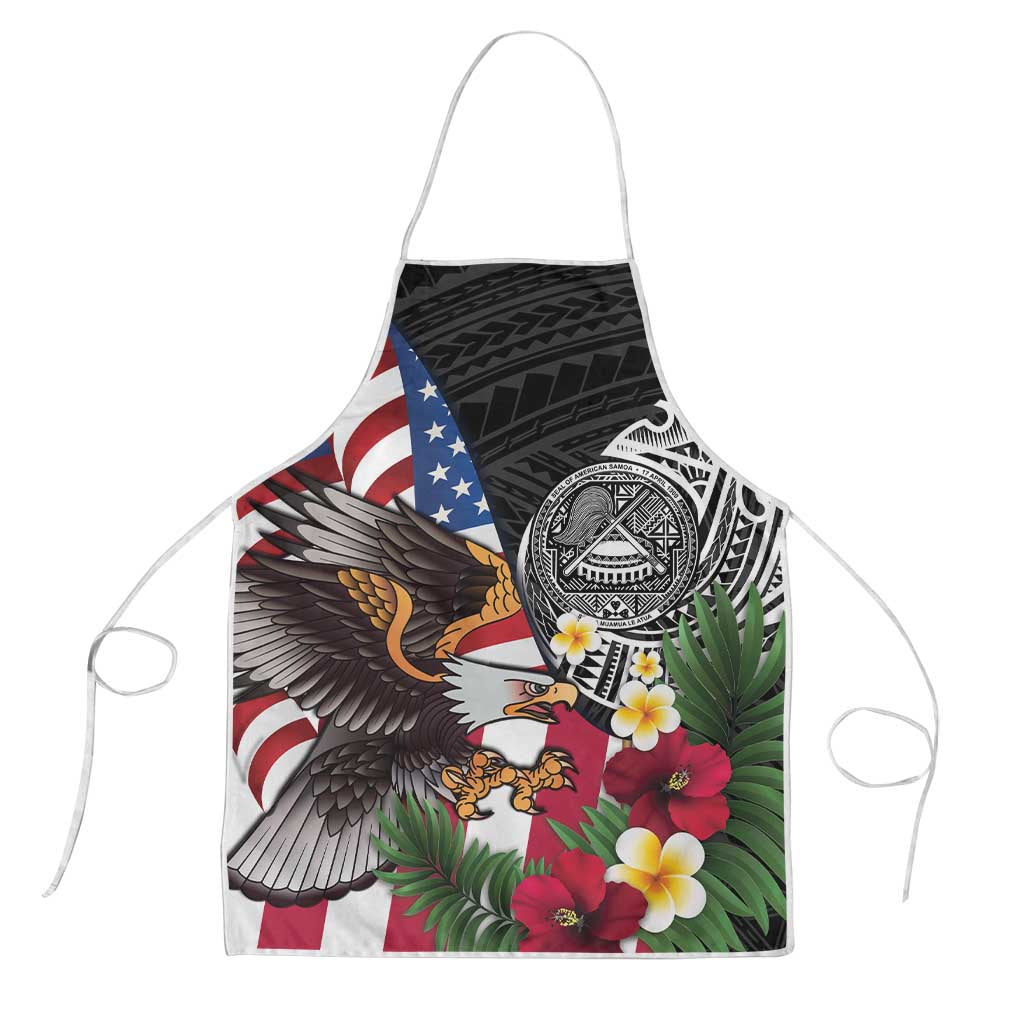 United States and American Samoa Apron USA Flag Eagle With Seal Tropical Flowers