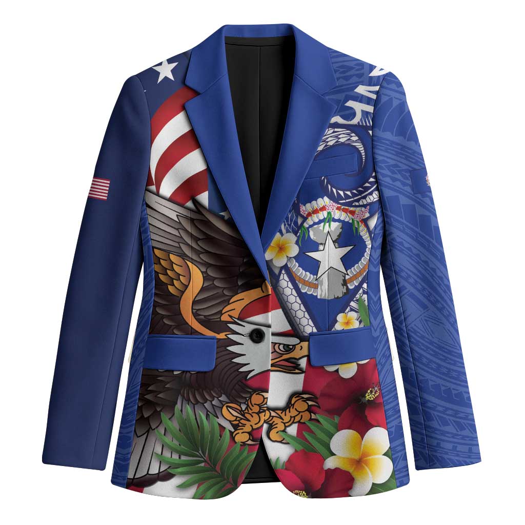 United States and Northern Mariana Islands Blazer USA Flag Eagle CNMI Latte Stone Tropical Flowers