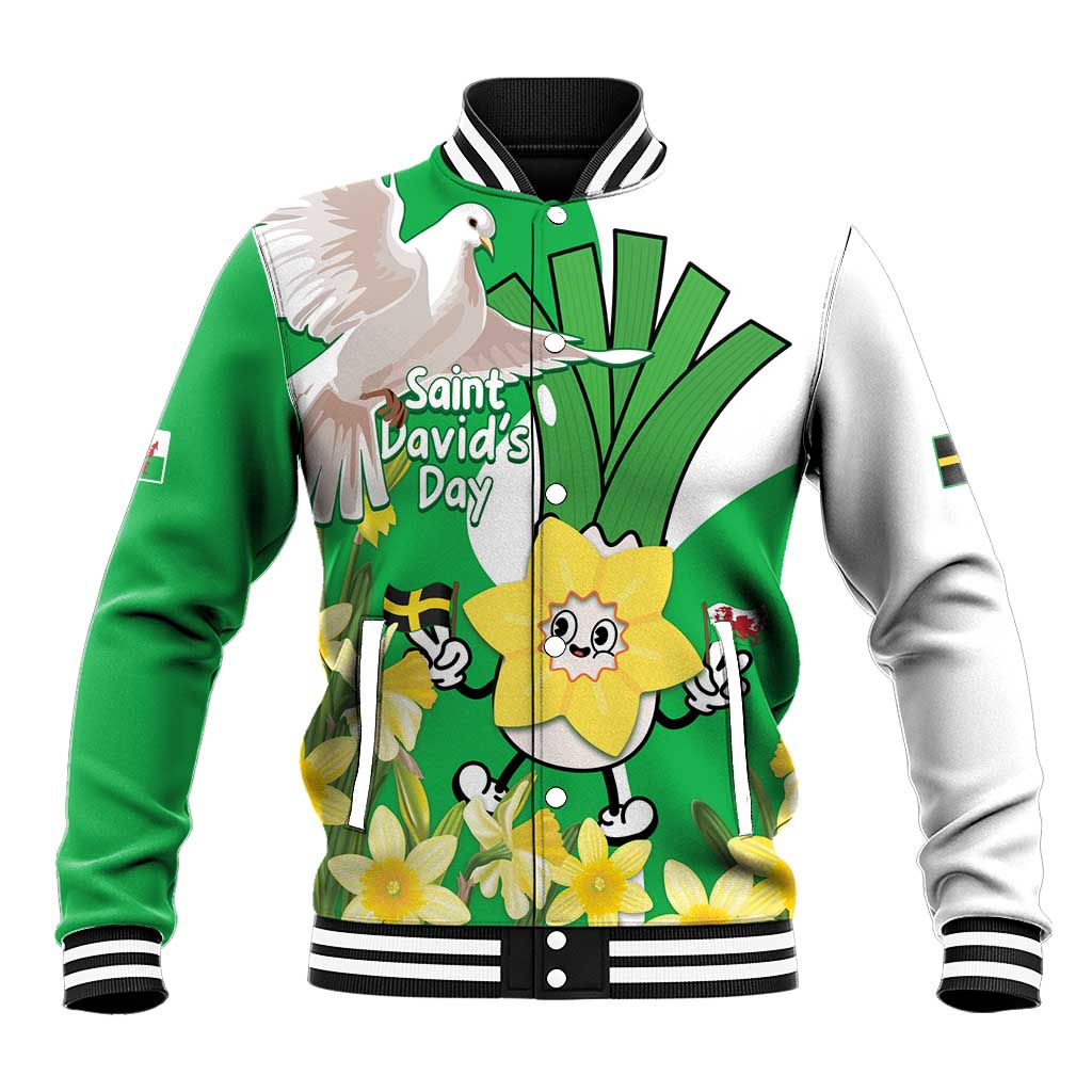 Wales Saint David's Day Baseball Jacket Welsh Funny Leek Daffodil