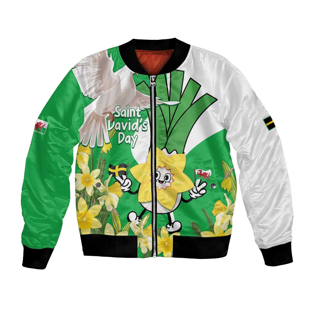 Wales Saint David's Day Bomber Jacket Welsh Funny Leek Daffodil