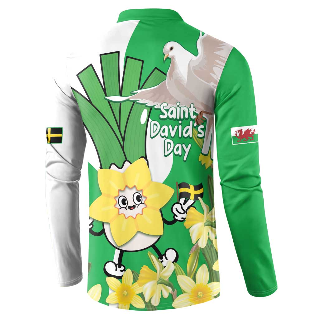 Wales Saint David's Day Button Sweatshirt Welsh Funny Leek Daffodil