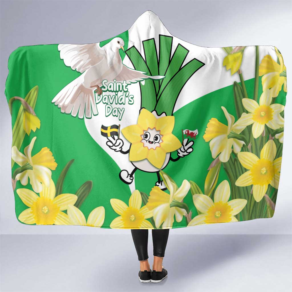 Wales Saint David's Day Hooded Blanket Welsh Funny Leek Daffodil