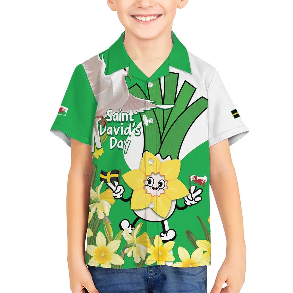 Wales Saint David's Day Kid Hawaiian Shirt Welsh Funny Leek Daffodil