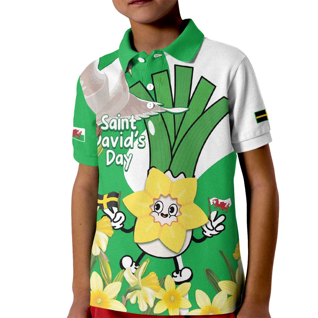 Wales Saint David's Day Kid Polo Shirt Welsh Funny Leek Daffodil