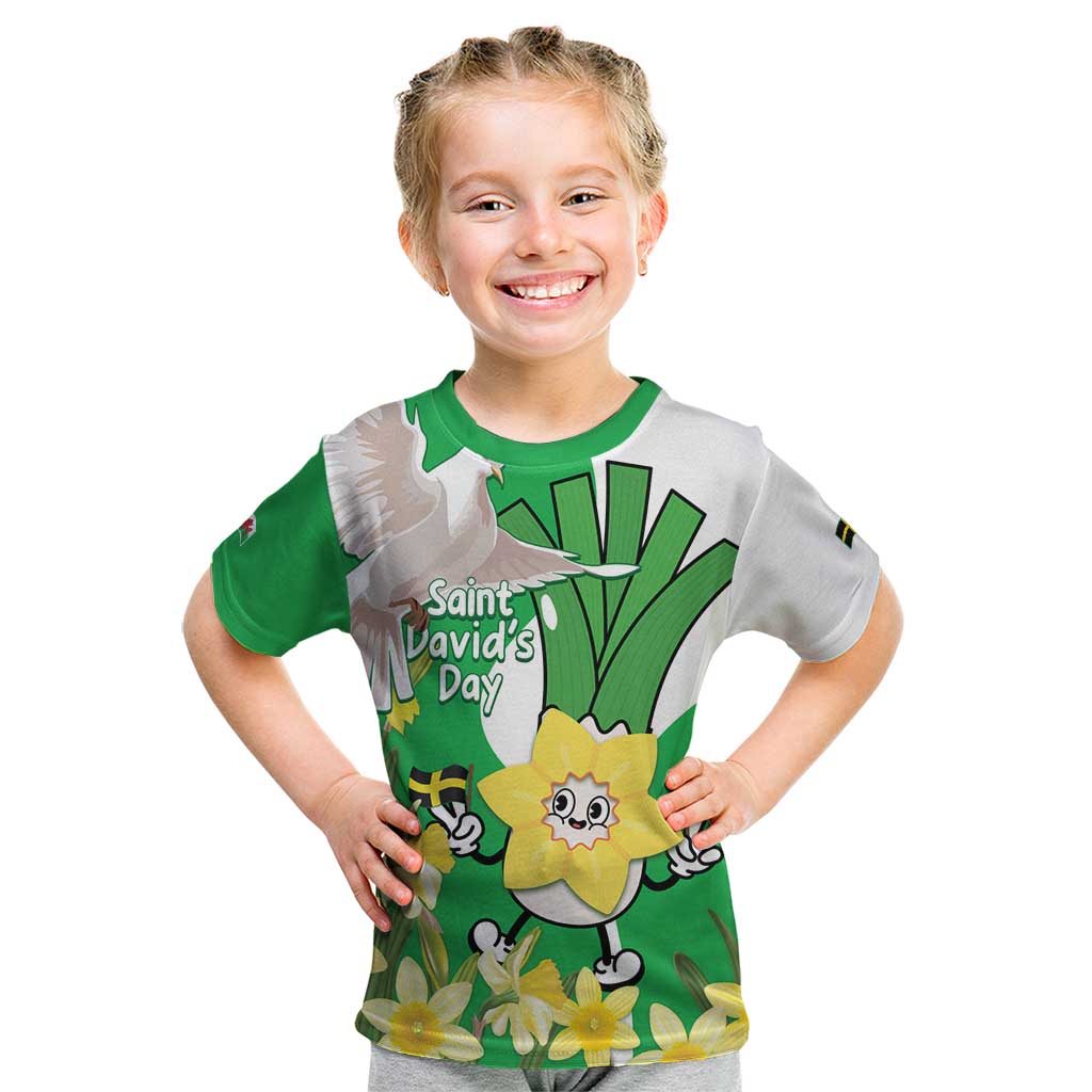 Wales Saint David's Day Kid T Shirt Welsh Funny Leek Daffodil