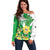 Wales Saint David's Day Off Shoulder Sweater Welsh Funny Leek Daffodil