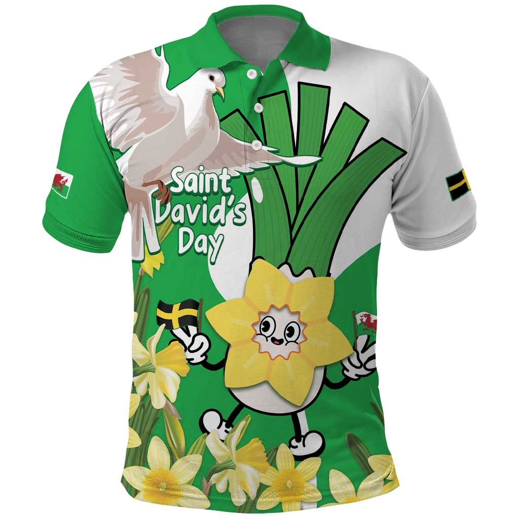 Wales Saint David's Day Polo Shirt Welsh Funny Leek Daffodil