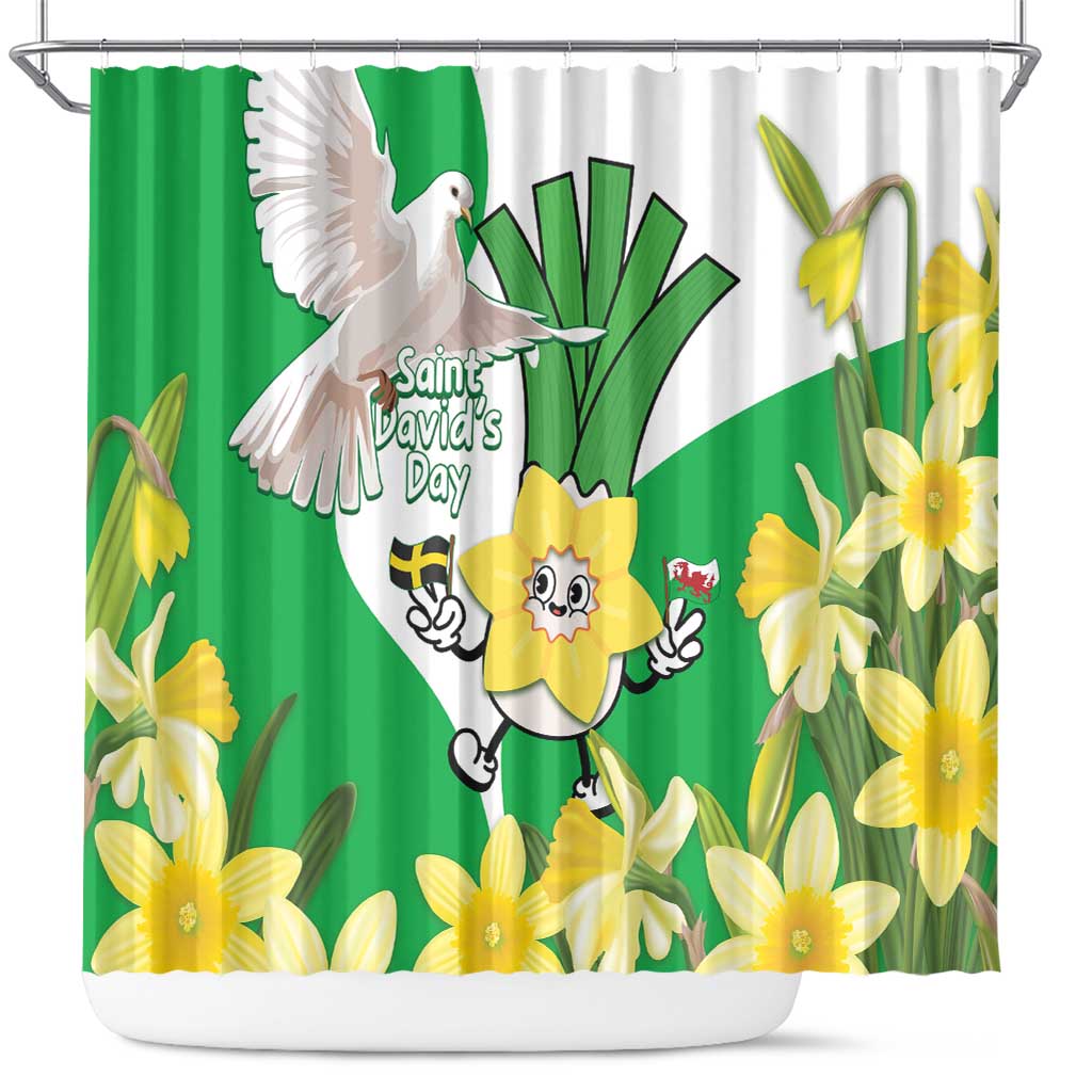 Wales Saint David's Day Shower Curtain Welsh Funny Leek Daffodil