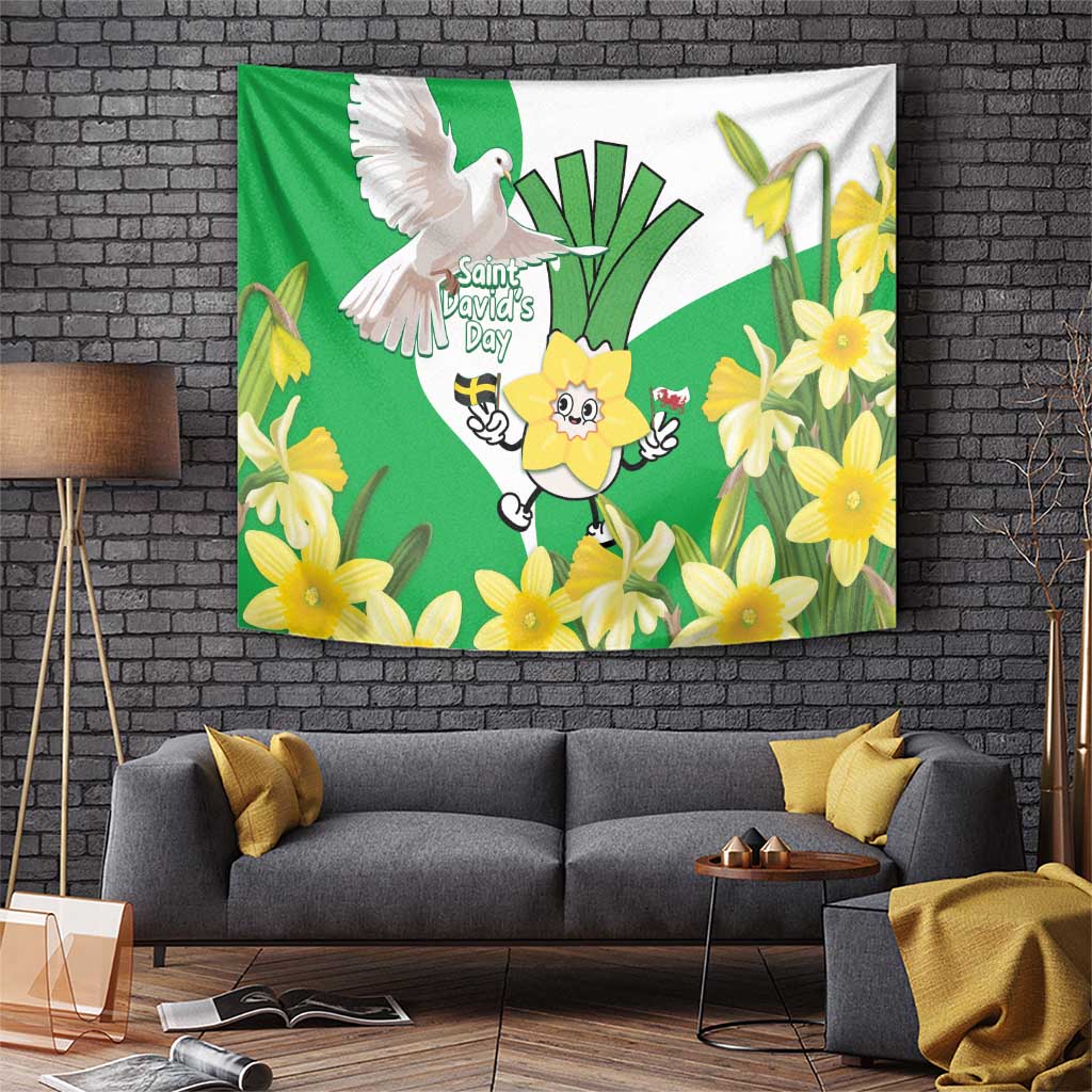 Wales Saint David's Day Tapestry Welsh Funny Leek Daffodil