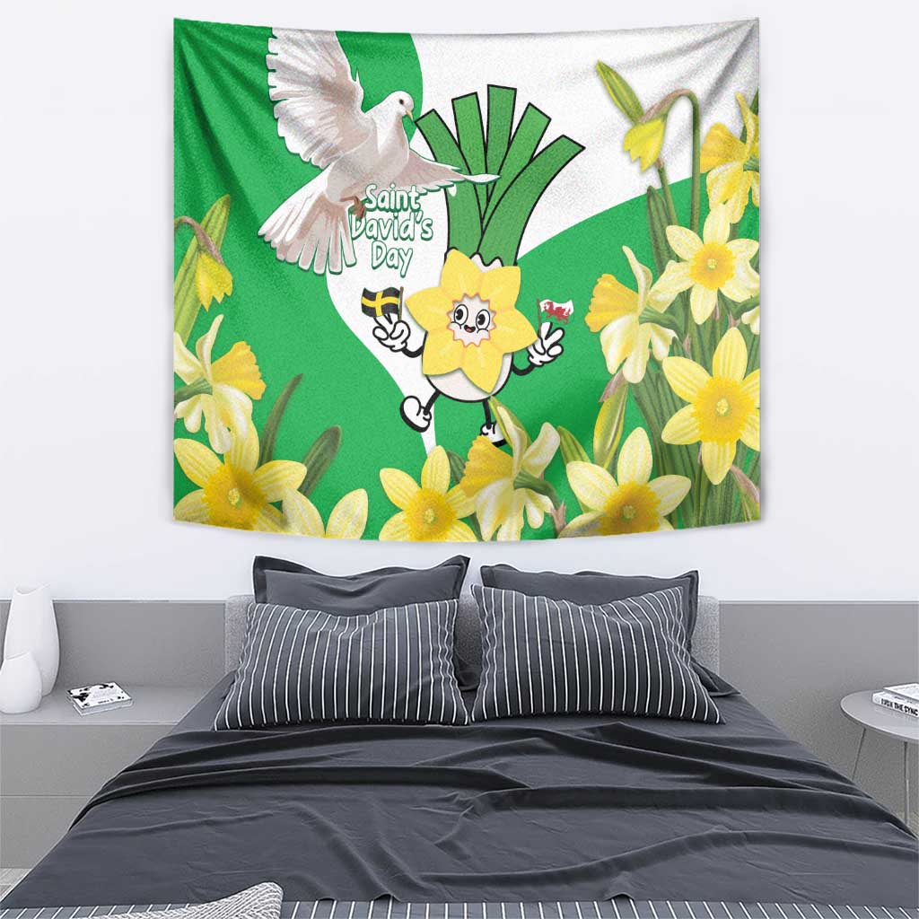 Wales Saint David's Day Tapestry Welsh Funny Leek Daffodil