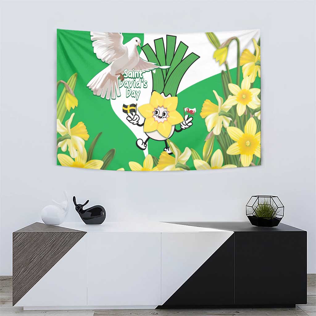 Wales Saint David's Day Tapestry Welsh Funny Leek Daffodil