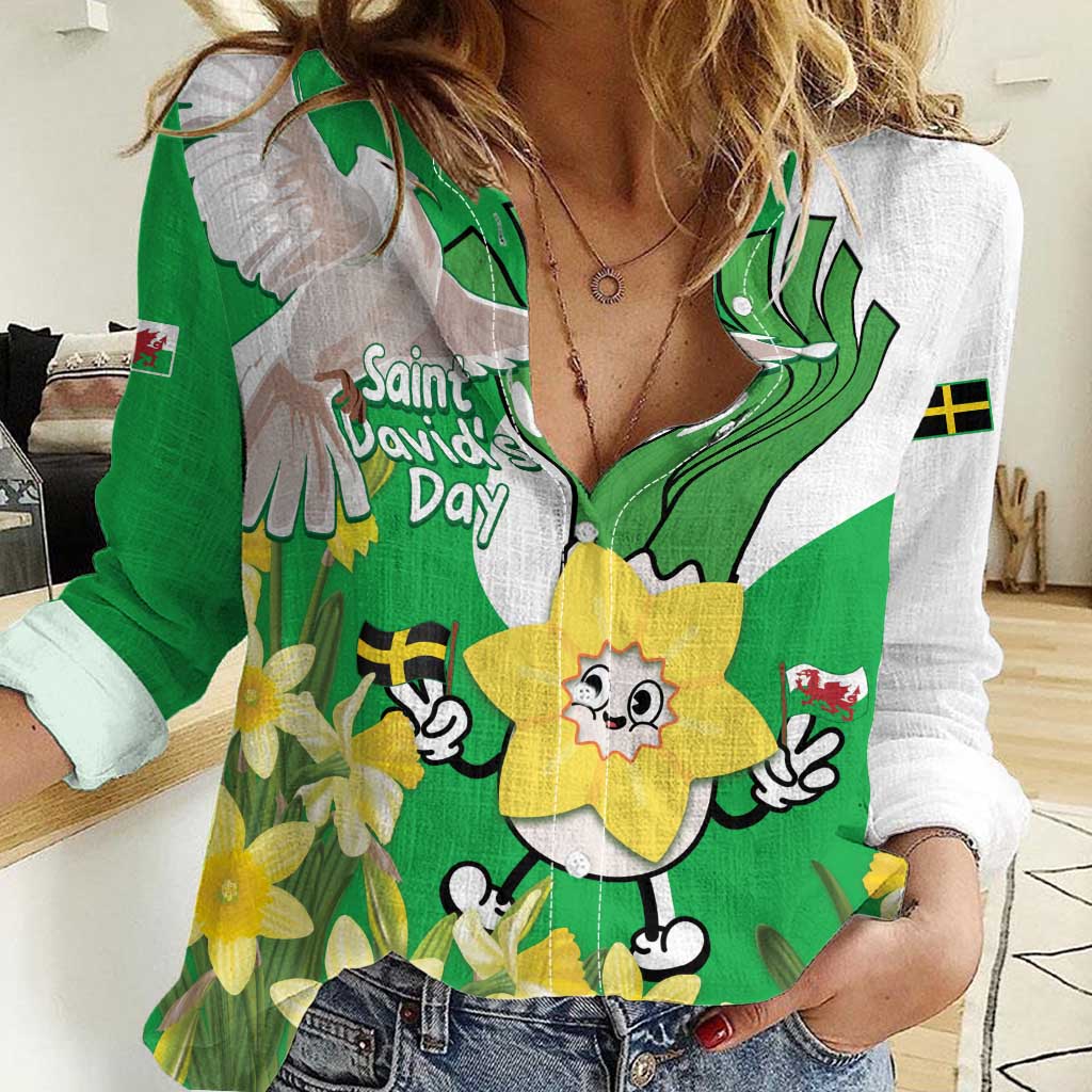 Wales Saint David's Day Women Casual Shirt Welsh Funny Leek Daffodil