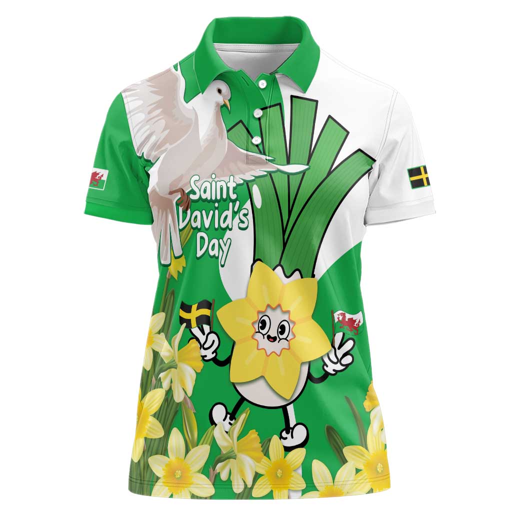 Wales Saint David's Day Women Polo Shirt Welsh Funny Leek Daffodil