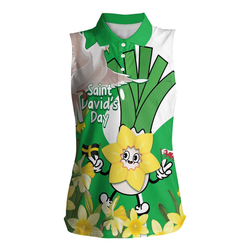 Wales Saint David's Day Women Sleeveless Polo Shirt Welsh Funny Leek Daffodil