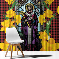 Welsh Dewi Sant Window Curtain Saint David With Daffodil