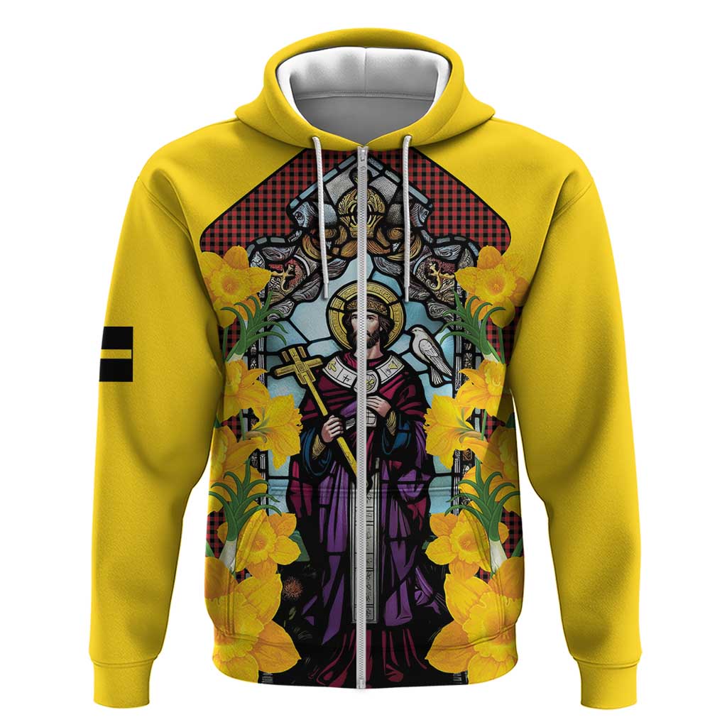 Welsh Dewi Sant Zip Hoodie Saint David With Daffodil