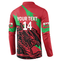 Red back of football sweatshirt with YOUR TEXT 14 and black dragon graphic