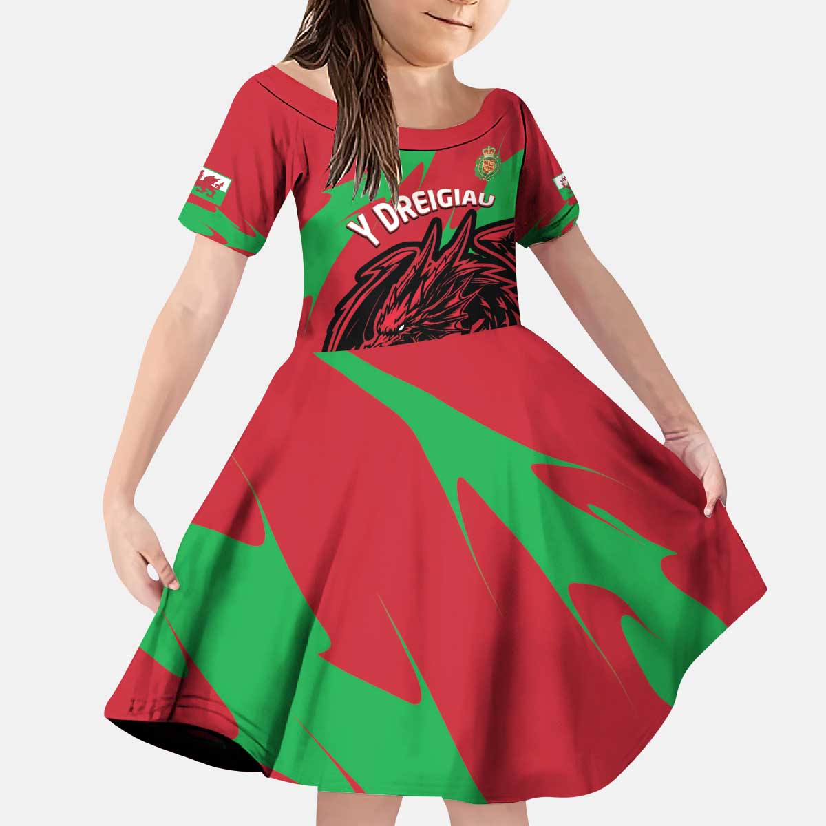 Custom Wales Football Kid Short Sleeve Dress 2025 Welsh Y Dreigiau