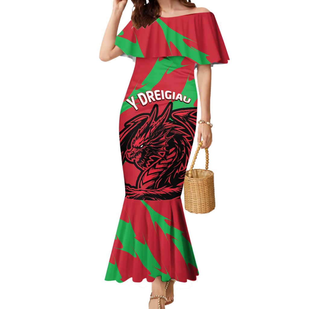 Custom Wales Football Mermaid Dress 2025 Welsh Y Dreigiau