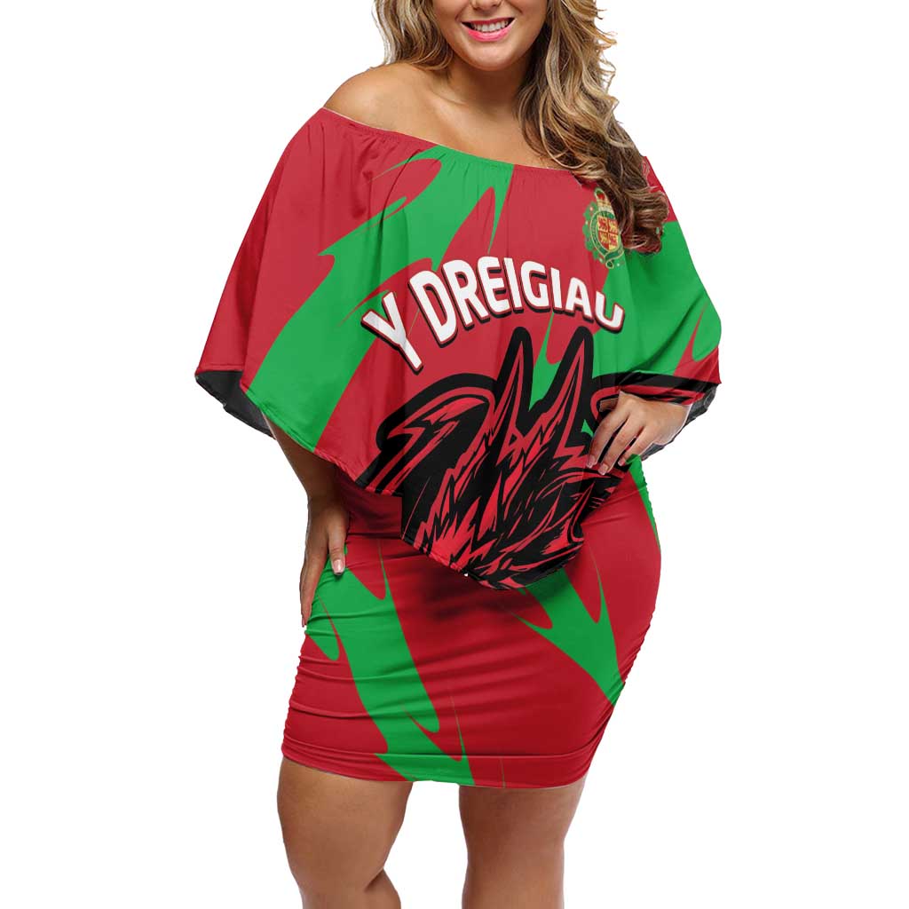 Custom Wales Football Off Shoulder Short Dress 2025 Welsh Y Dreigiau