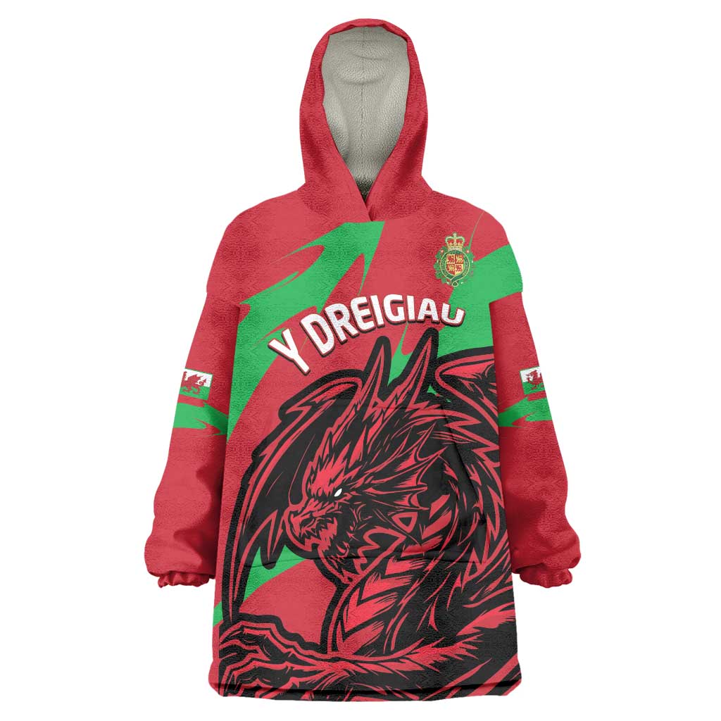 Custom Wales Football Wearable Blanket Hoodie 2025 Welsh Y Dreigiau