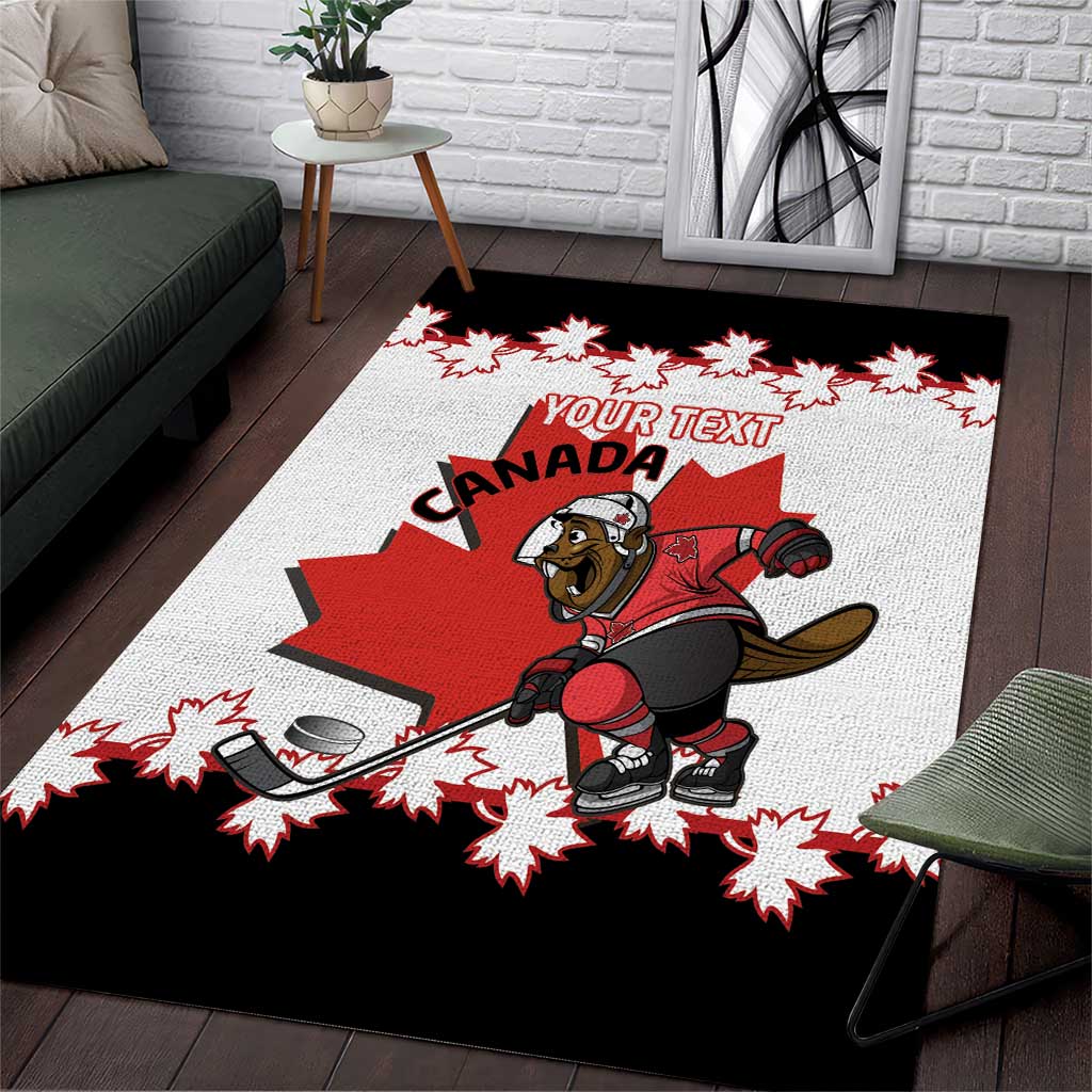 Custom Canada Ice Hockey Area Rug 2025 Go Champions Funny Beaver Mascot