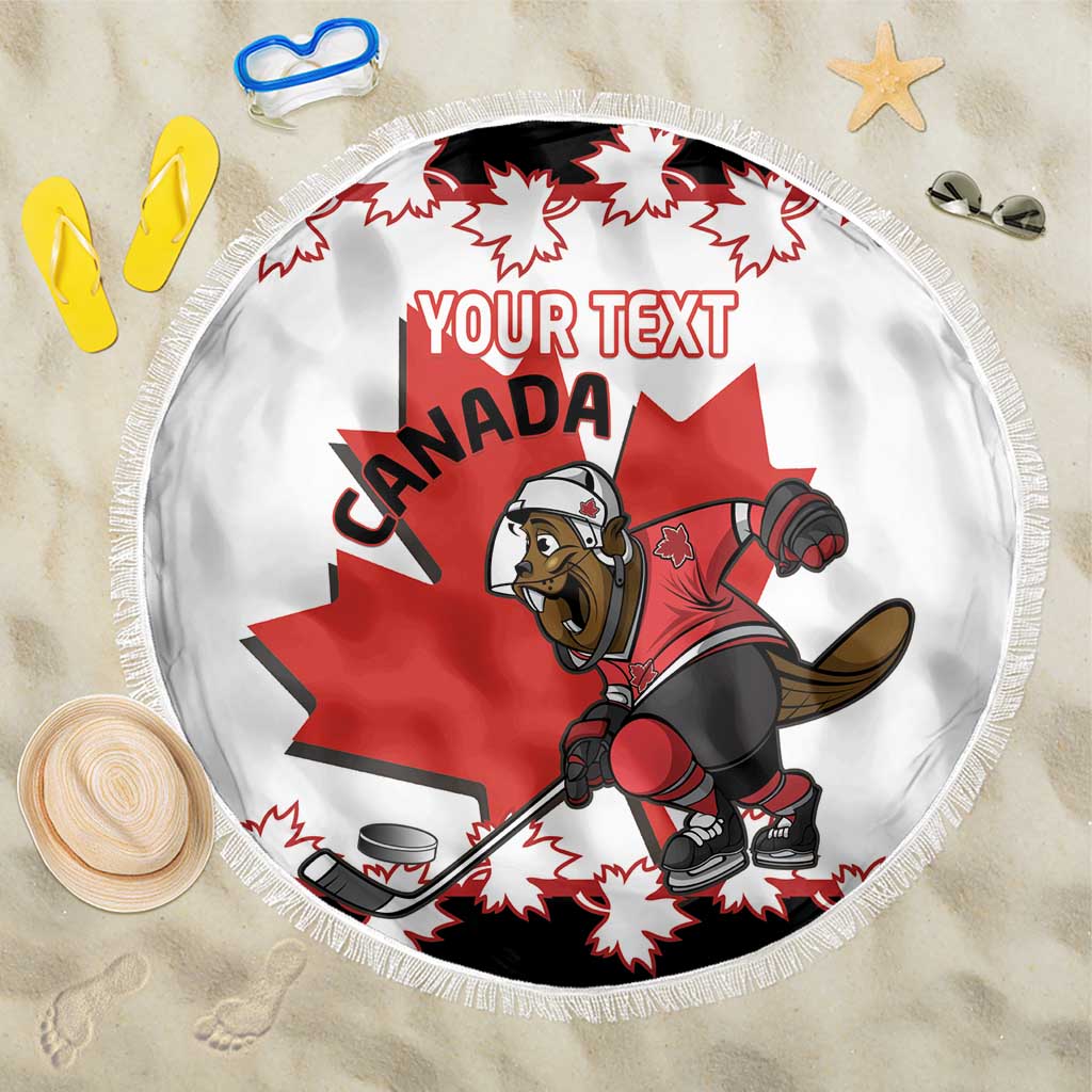 Custom Canada Ice Hockey Beach Blanket 2025 Go Champions Funny Beaver Mascot