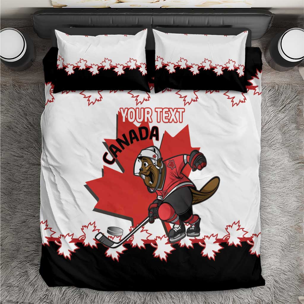 Custom Canada Ice Hockey Bedding Set 2025 Go Champions Funny Beaver Mascot