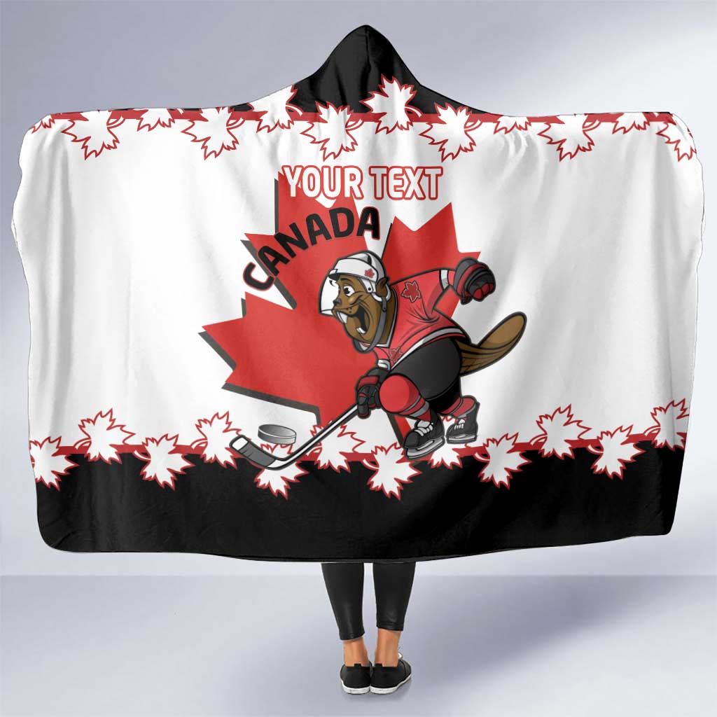 Custom Canada Ice Hockey Hooded Blanket 2025 Go Champions Funny Beaver Mascot