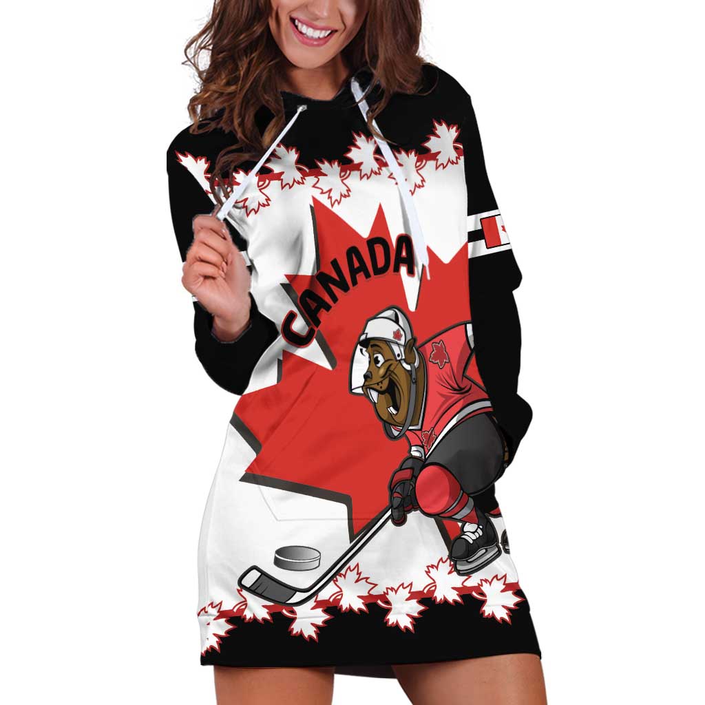 Custom Canada Ice Hockey Hoodie Dress 2025 Go Champions Funny Beaver Mascot