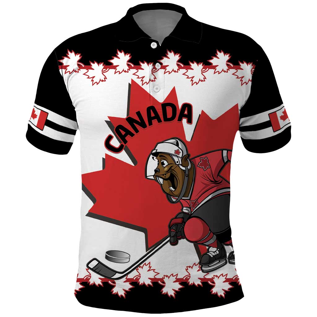 Custom Canada Ice Hockey Polo Shirt 2025 Go Champions Funny Beaver Mascot