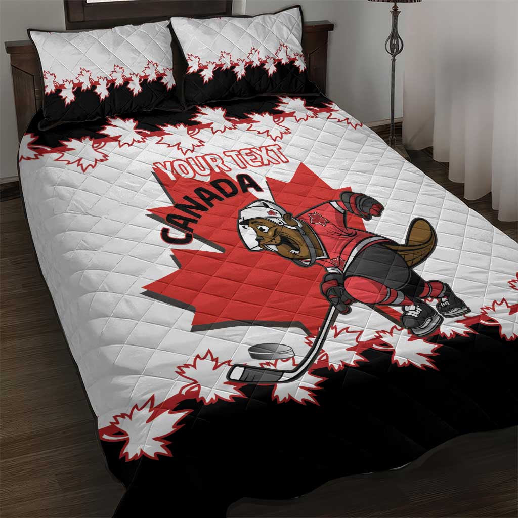 Custom Canada Ice Hockey Quilt Bed Set 2025 Go Champions Funny Beaver Mascot