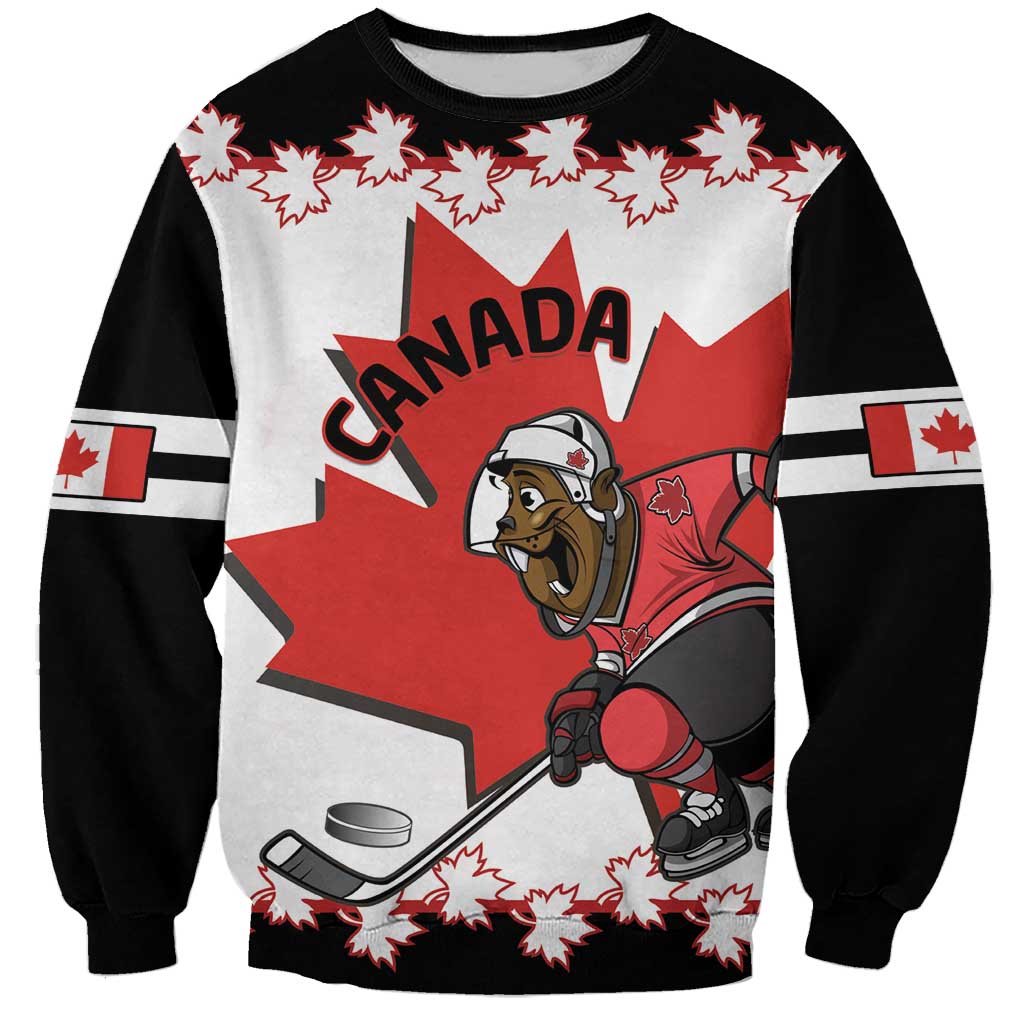 Custom Canada Ice Hockey Sweatshirt 2025 Go Champions Funny Beaver Mascot