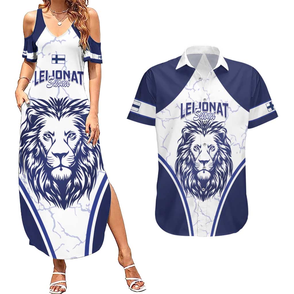 Custom Finland Ice Hockey Couples Matching Summer Maxi Dress and Hawaiian Shirt 2025 Go Champions Suomi Leijonat