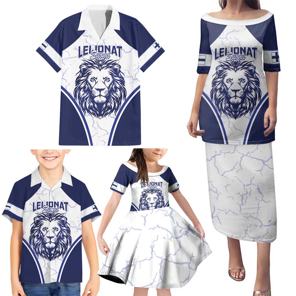 Custom Finland Ice Hockey Family Matching Puletasi and Hawaiian Shirt 2025 Go Champions Suomi Leijonat