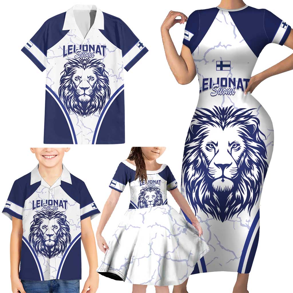 Custom Finland Ice Hockey Family Matching Short Sleeve Bodycon Dress and Hawaiian Shirt 2025 Go Champions Suomi Leijonat