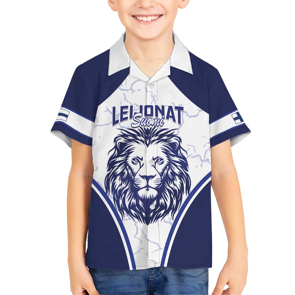 Custom Finland Ice Hockey Kid Hawaiian Shirt 2025 Go Champions Suomi Leijonat