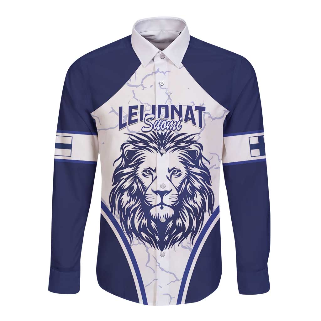 Custom Finland Ice Hockey Long Sleeve Button Shirt 2025 Go Champions Suomi Leijonat