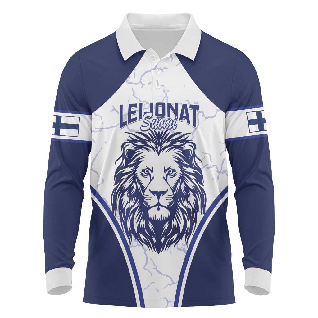 Custom Finland Ice Hockey Long Sleeve Polo Shirt 2025 Go Champions Suomi Leijonat