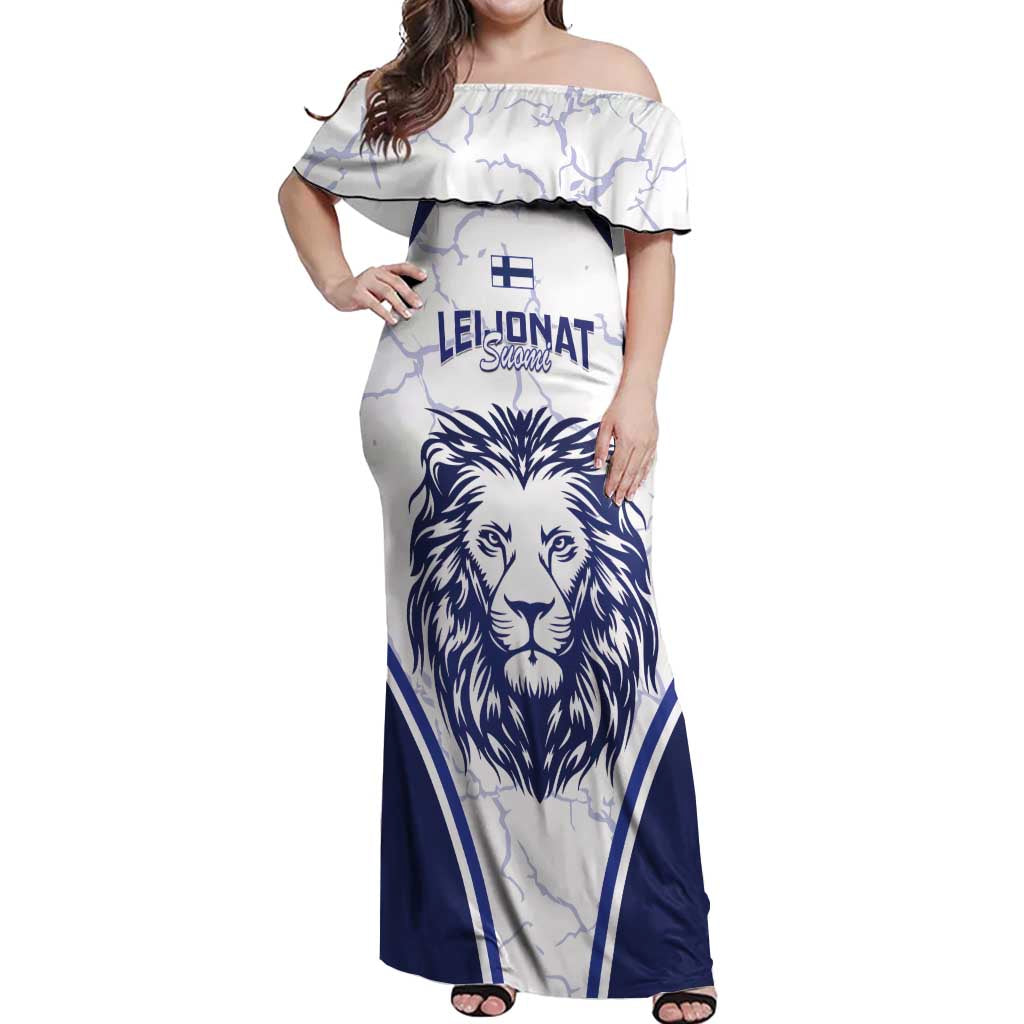 Custom Finland Ice Hockey Off Shoulder Maxi Dress 2025 Go Champions Suomi Leijonat