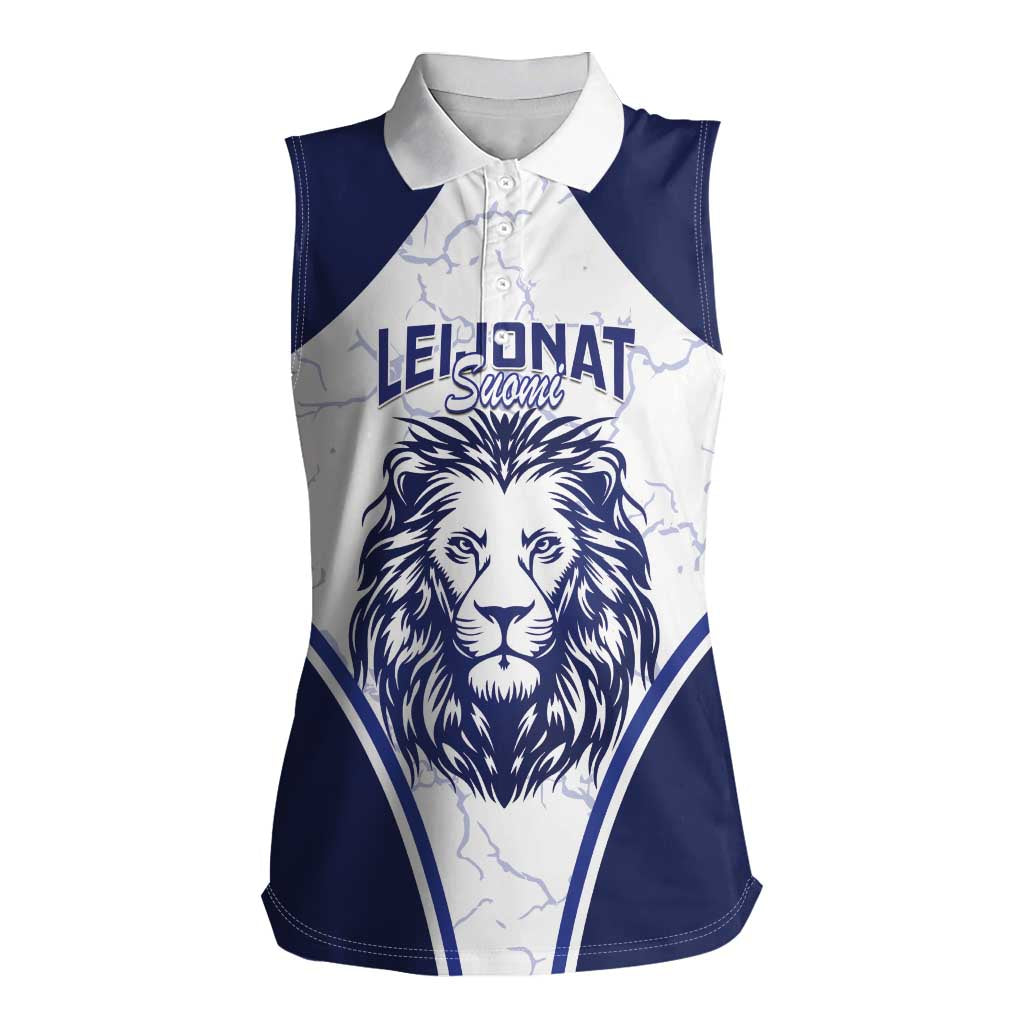 Custom Finland Ice Hockey Women Sleeveless Polo Shirt 2025 Go Champions Suomi Leijonat