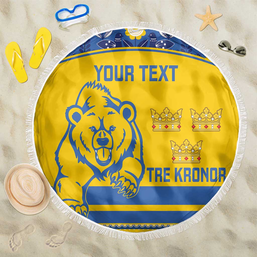 Custom Sweden Ice Hockey Beach Blanket 2025 Go Champions Tre Kronor