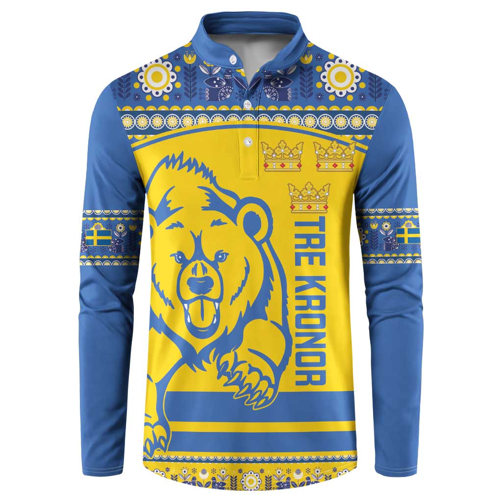 Custom Sweden Ice Hockey Button Sweatshirt 2025 Go Champions Tre Kronor