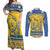 Custom Sweden Ice Hockey Couples Matching Off Shoulder Maxi Dress and Long Sleeve Button Shirt 2025 Go Champions Tre Kronor