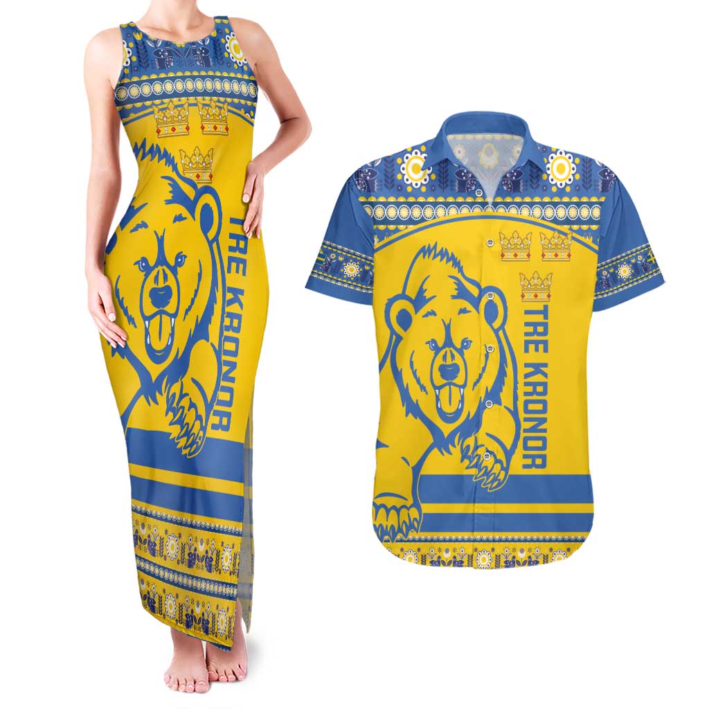 Custom Sweden Ice Hockey Couples Matching Tank Maxi Dress and Hawaiian Shirt 2025 Go Champions Tre Kronor