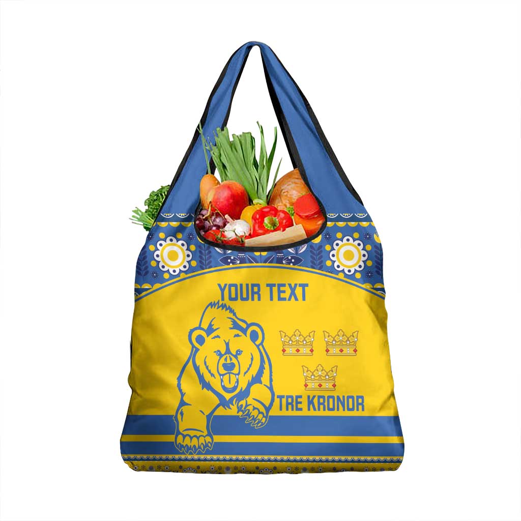 Custom Sweden Ice Hockey Grocery Bag 2025 Go Champions Tre Kronor