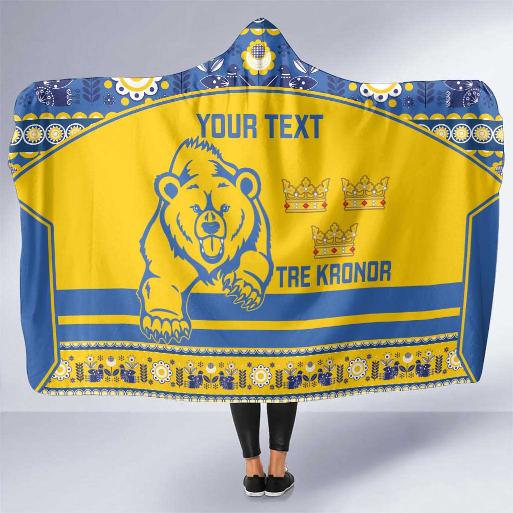 Custom Sweden Ice Hockey Hooded Blanket 2025 Go Champions Tre Kronor