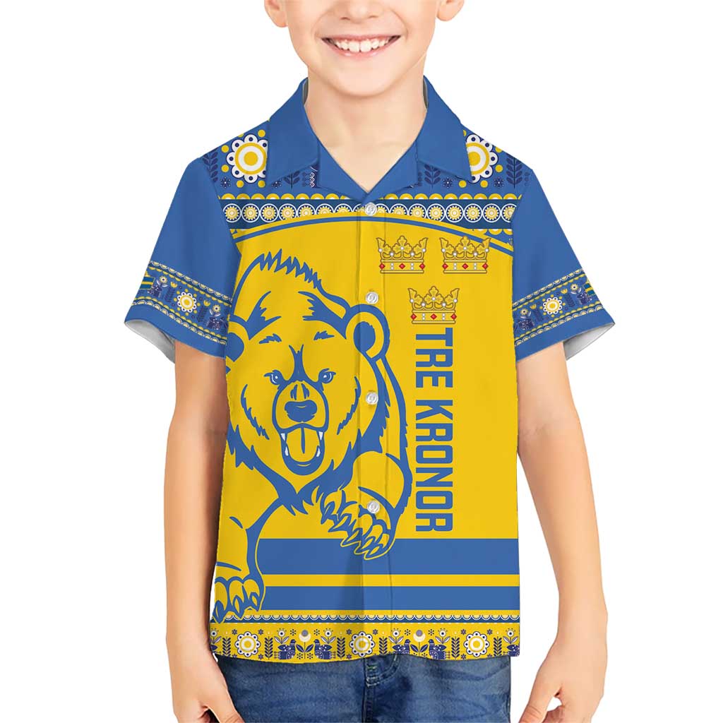 Custom Sweden Ice Hockey Kid Hawaiian Shirt 2025 Go Champions Tre Kronor